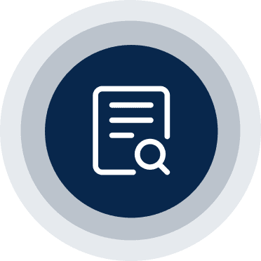 Magnifying glass over document symbol